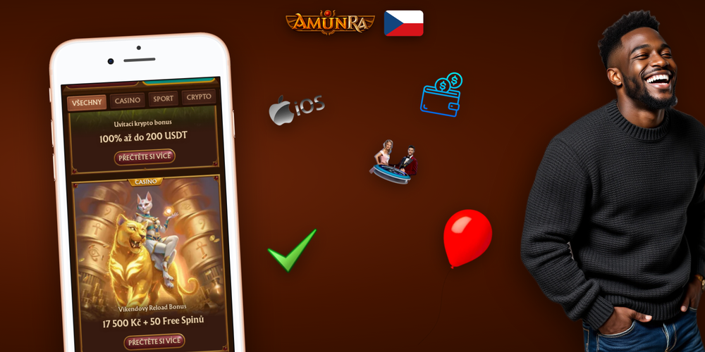 AmunRa Casino 100 free spinů a 150 % bonus — egyptské sloupy a herní prvky na promo vizuálu