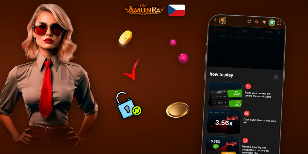 Herní rozhraní Aviator v AmunRa Casino: křivka, sázkový panel a tlačítko výběru