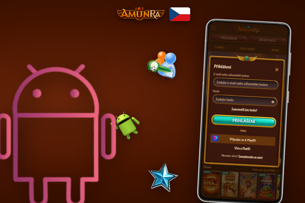 Detail registračního formuláře AmunRa Casino – pole e-mail, heslo a výběr měny