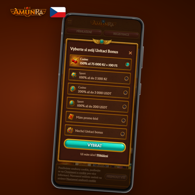 AmunRa Casino registrace z mobilu – formulář s otiskem prstu na Androidu i iOS