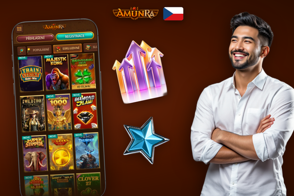 Smartphone s push notifikací o bonusu a biometrickým přihlášením v AmunRa Casino