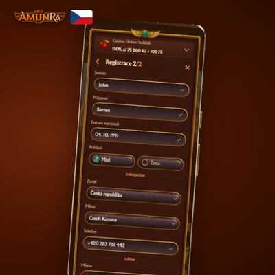 Vytvoření účtu AmunRa Casino e-mailem – ikona obálky s potvrzením na zlatém pozadí