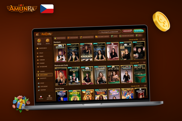 Live chat zákaznické podpory AmunRa Casino otevřený na monitoru stolního počítače
